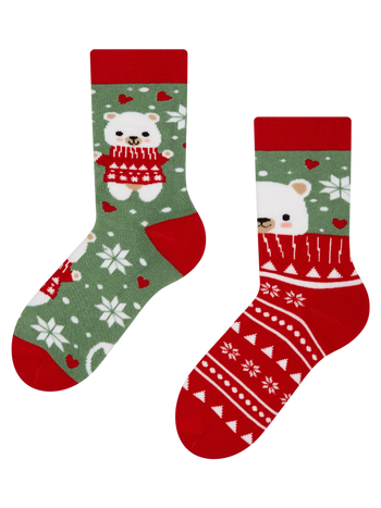 Živahne tople otroške nogavice Medved s šalom