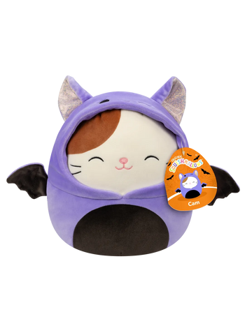 Squishmallows Mačka Cam v kostumu modrega netopirja, 20 cm