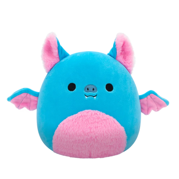 Squishmallows Boyle – modri leteči netopir z rožnatim trebuhom, 20 cm