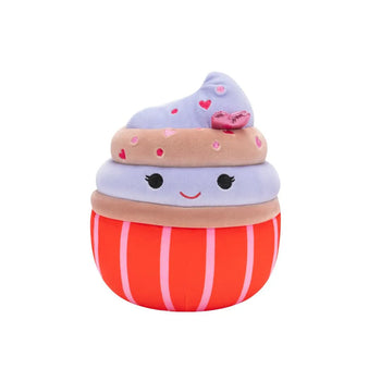 Squishmallows Tess – čokoladna tortica z zavrtinčeno glazuro in posipom, 20 cm