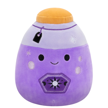Squishmallows Kensington – neonsko vijoličen napoj z etiketo, 20 cm