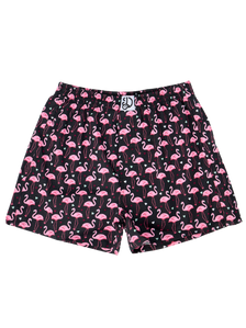 Živahne moške široke boksarice Srčki in flamingi