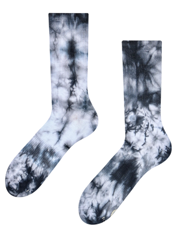 Črne rebraste nogavice tie-dye