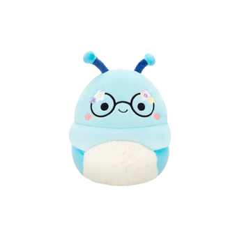 Squishmallows Cordelia – modri knjižni molj z rožami na očalih, 20 cm