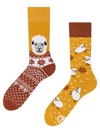 Živahne tople nogavice Ovca v puloverju