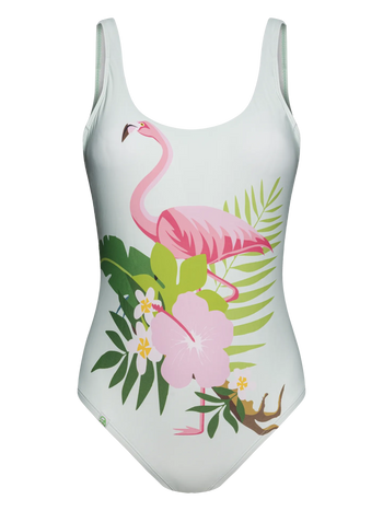 Živahne ženske enodelne kopalke Tropski flamingo