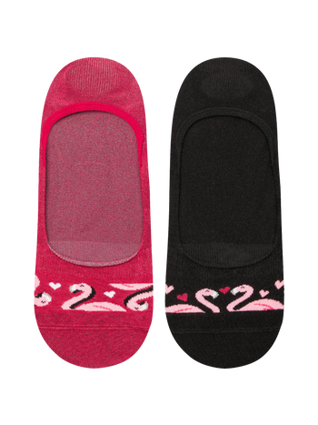 Živahne skrite nizke nogavice Flamingi in srca