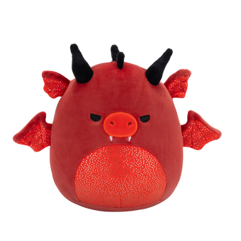 Squishmallows Salami – rdeči zmaj z jeznimi očmi in bleščečim trebuhom, 20 cm