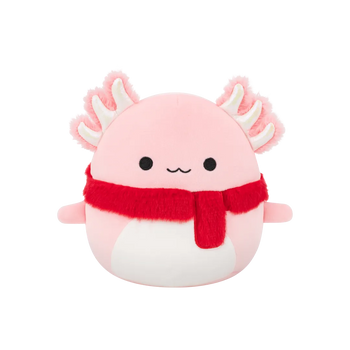 Squishmallows Archie – roza aksolotl s kosmatim šalom, 30 cm