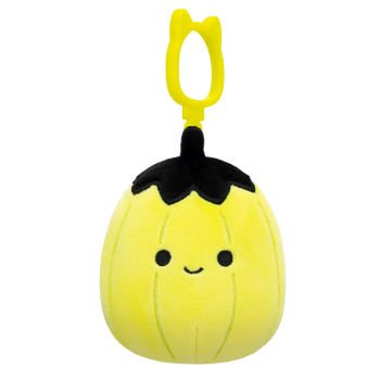 Squishmallows Clip-On Walt – fluorescentno zelena buča s črnim pokrovom, 9 cm