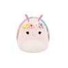 Squishmallows Silvina – rožnati polž z mavričasto hišico in krono iz rož, 20 cm