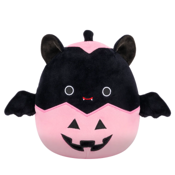 Squishmallows Emily – črni netopir v rožnati izrezani buči, 20 cm