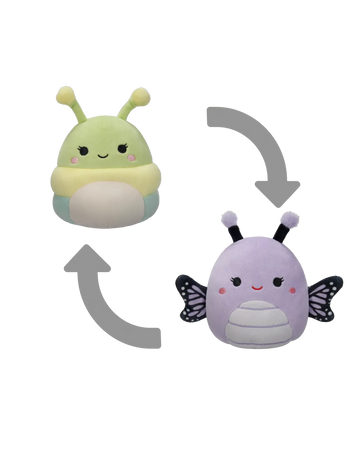 Squishmallows 2 v 1 Gosenica Rutabaga in metuljčica Bibiana, 13 cm