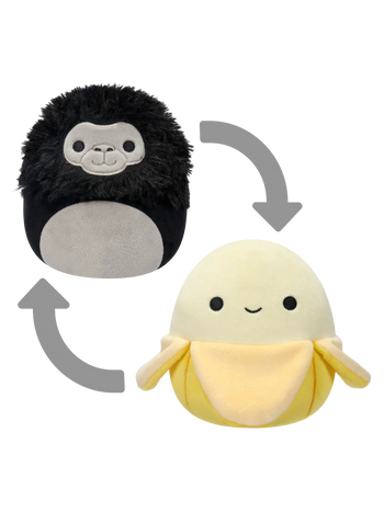 Squishmallows 2 v 1 Banana Junie in gorila Aron, 13 cm