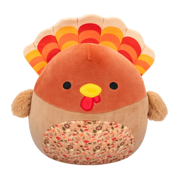 Squishmallows Gobrianna – rjavi puran z jesenskimi vzorci na trebuhu, 20 cm