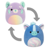 Squishmallows 2 v 1 Rožnata rdeča panda Lexis / Moder morski konjiček Romano, 13 cm