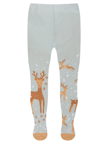 Živahne otroške hlačne nogavice Jelenček v snegu