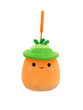 Squishmallows Clip-On Caroleena – oranžni korenček z ribiškim klobukom, 9 cm