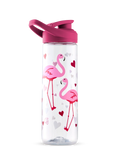 Živahna steklenica za vodo Srčki in flamingi, 700 ml