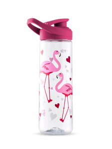 Živahna steklenica za vodo Srčki in flamingi, 700 ml