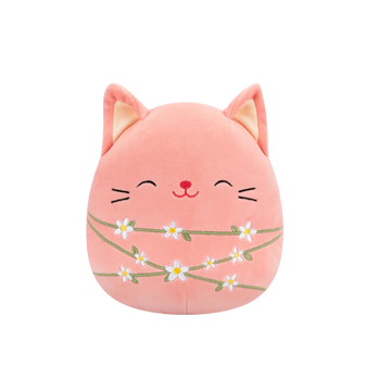 Squishmallows Wilka – breskvasta mačka, ovita s cvetličnimi stebli, 20 cm