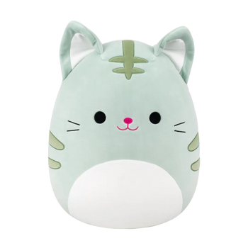Squishmallows Chase – svetlo zelena progasta mačka, 35 cm