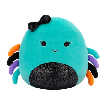 Squishmallows Cheryl – zelenomodri pajek z bleščečim trebuhom in lokom, 20 cm