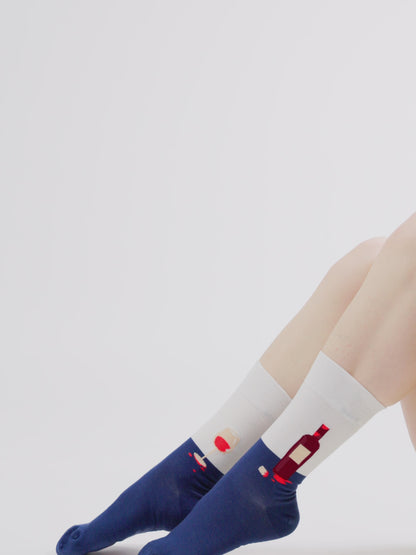 Živahne nogavice Steklenica vina