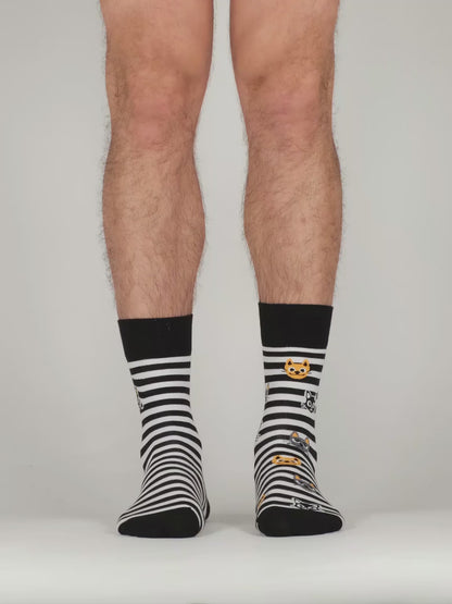 Živahne nogavice Mačke in črte